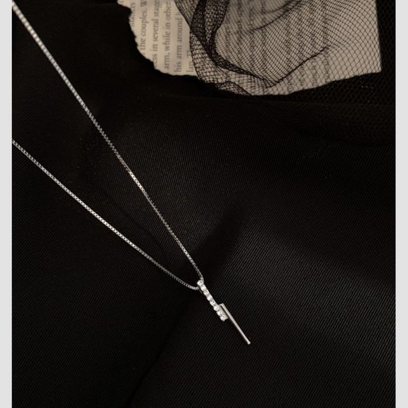 *Sterling Silver Diamond Lightening Bolt Necklace - Picture 6 of 6